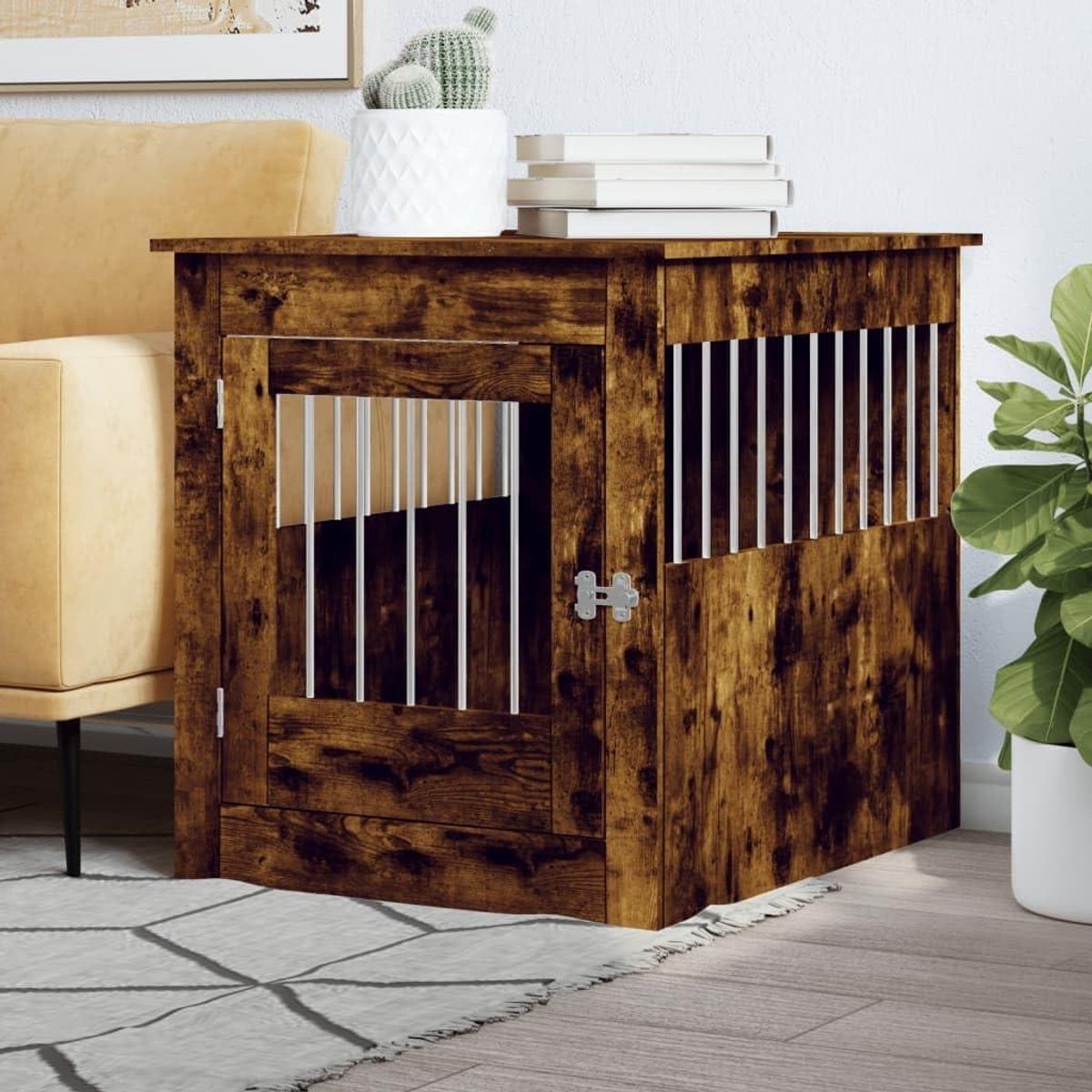 Hondenkooi - Hondenhuis Hondennest - Rustplek Creëren - Meerlaags Hout - 64.5 x 80 x 71 cm - Rookkleurig