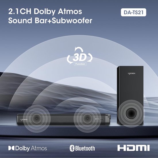 Soundbar met Subwoofer - Home Cinema Systeem - Film Kijken - Dolby Atmos Ondersteuning - 50 Centimeter - Zwart — afbeelding 5