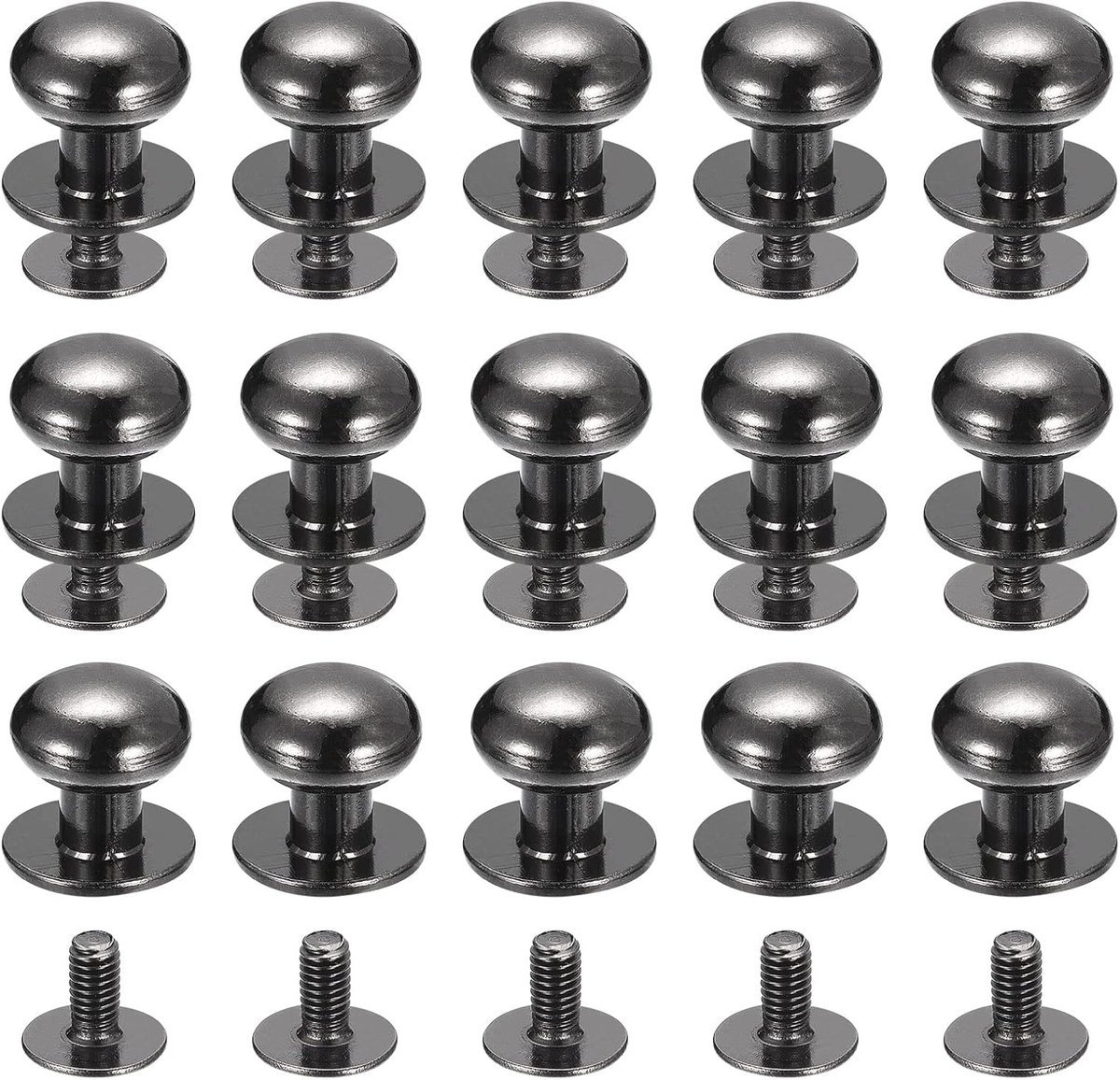 sourcing map 10 mm kogelkop bouten klinknagels schroeven rug 15 stuks ronde kop knop nippel klinknagel voor knutselen leer handwerk handtas riem metallic zwart