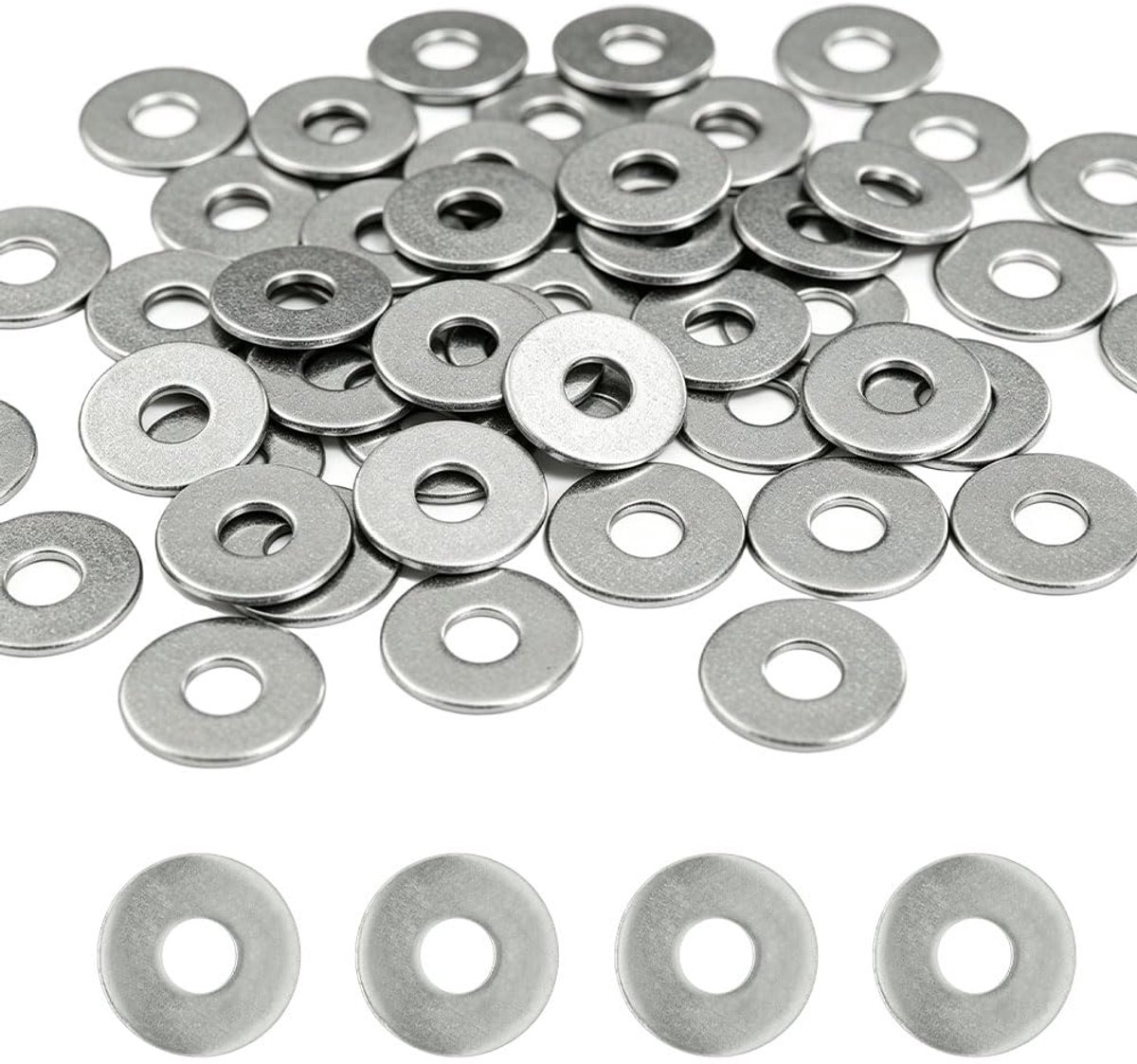 100 stuks M4 x 12 mm roestvrijstalen platte ringen, duurzame en roestvrije assortimentsset voor bouwschroeven en -bouten