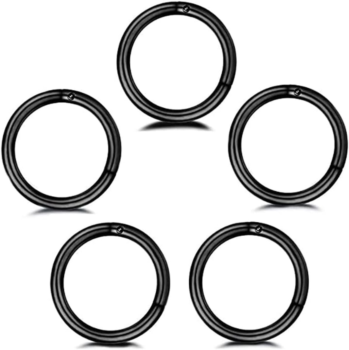 5Pcs Rvs 16G Sleeper Hoop Oorbellen Voor Vrouwen Mannen Jongens Meisjes Septum Scharnierende Clicker Neus Lip Ring Helix Daith Kraakbeen Tragus Piercings Kleine Huggie Hoops Sieraden Geschenken, Roestvrij staal, Nieuw