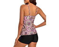 2 Stuk Tankini Badpakken Volant Gedrukt Top Met Boyshorts Plus Size Badmode Badpak