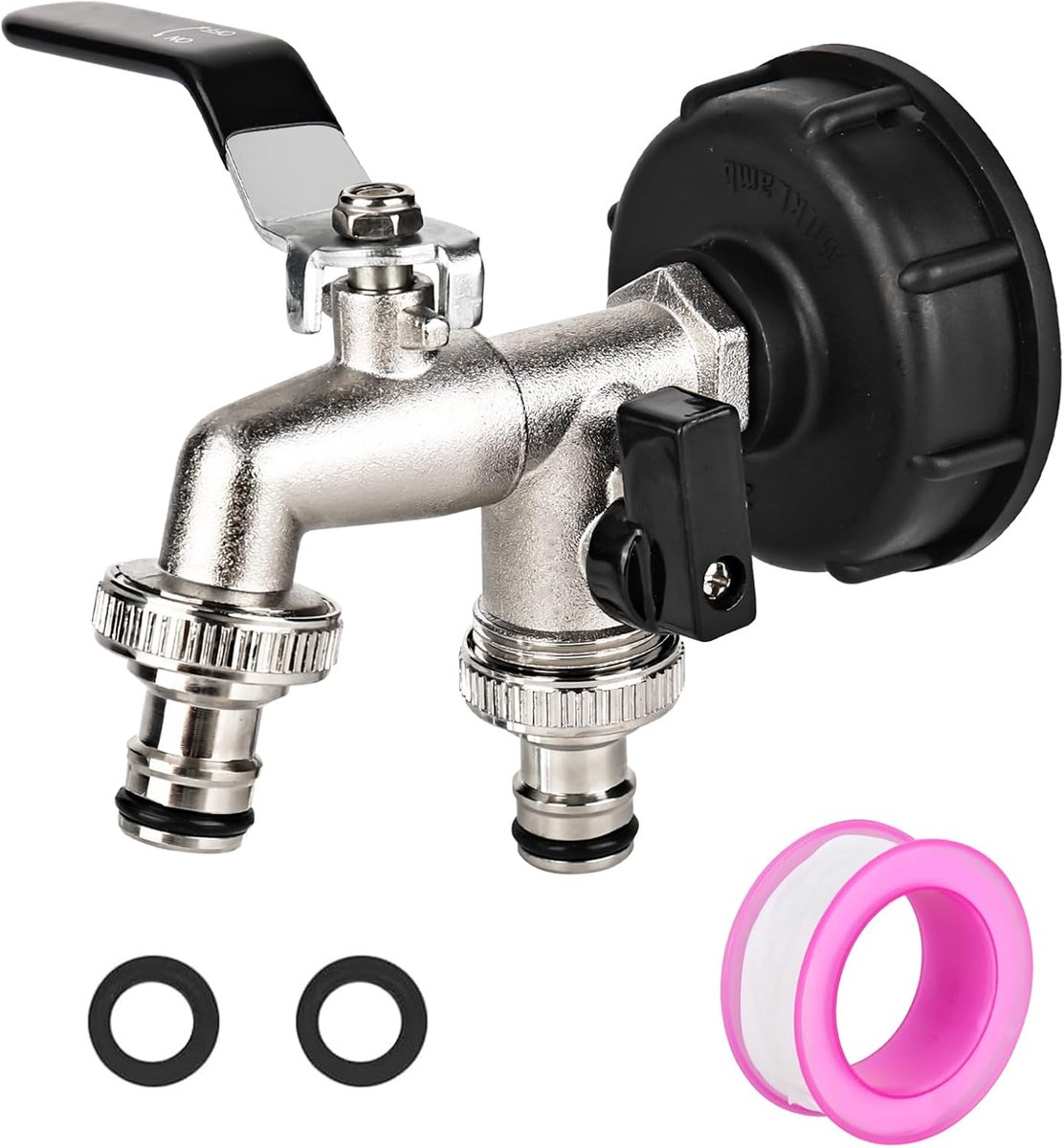ibc Aftapkraan, 1000 l waterkraan, tankkraan, 1/2 inch met uitloopverlenging, S60 x 6, grove schroefdraad