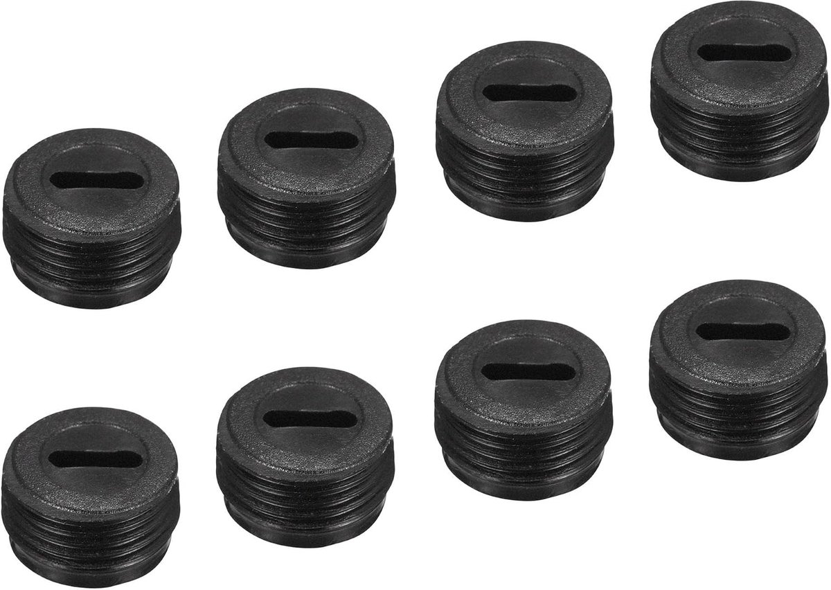 sourcing map 20 stuks koolborstelhouderkap motor elektrische borstel kunststof afdekking schroefdraad zwart 12 mm buitendiameter 6,7 mm hoogte