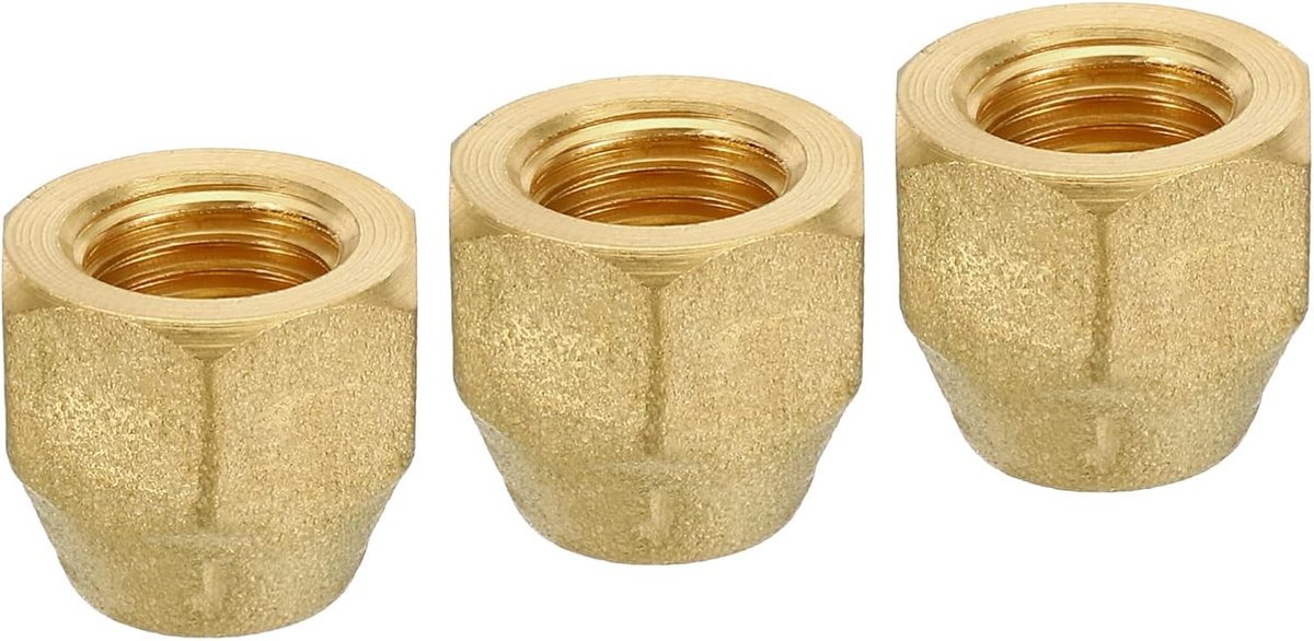 sourcing map 3 stuks felsdoppen van messing, 1/4 inch felsbus, wartelmoer, adapter voor HLK-airconditioners
