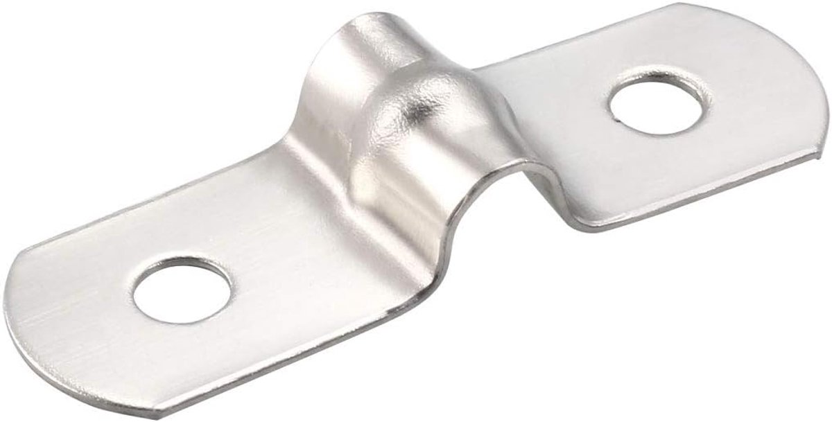 sourcing map 20 stuks klemmen, 5 mm, slangbevestiging, buisclip, stijve tang, 2 gaten, 304, roestvrij staal, bevestiging, hek, hard