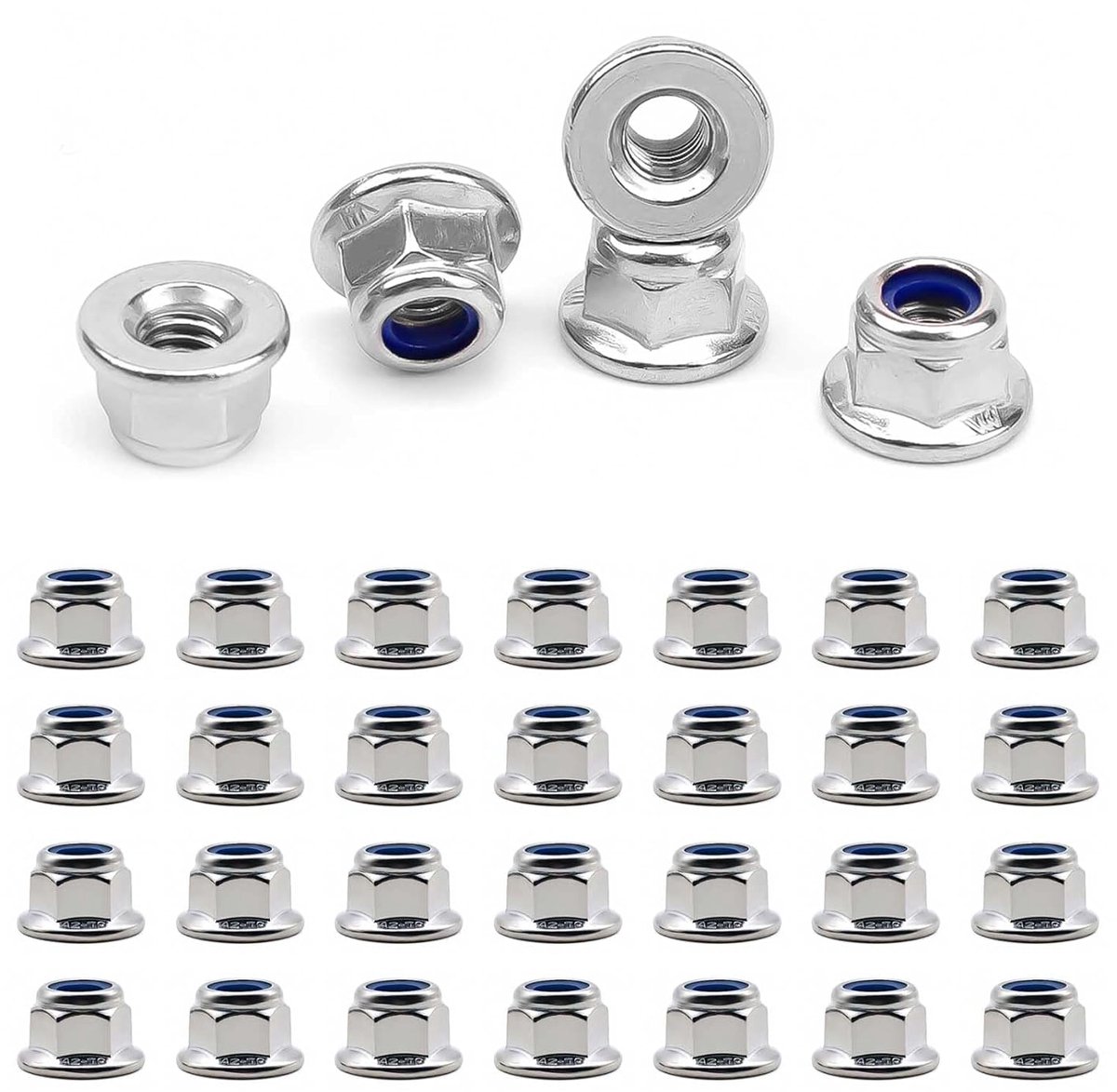 40 stuks M5 moeren, AMONENZ roestvrijstalen flensmoeren, anti-losdraaiende zeshoekige moeren, voor reparatie thuis, meubelfabricage, auto-industrie, machinemontage