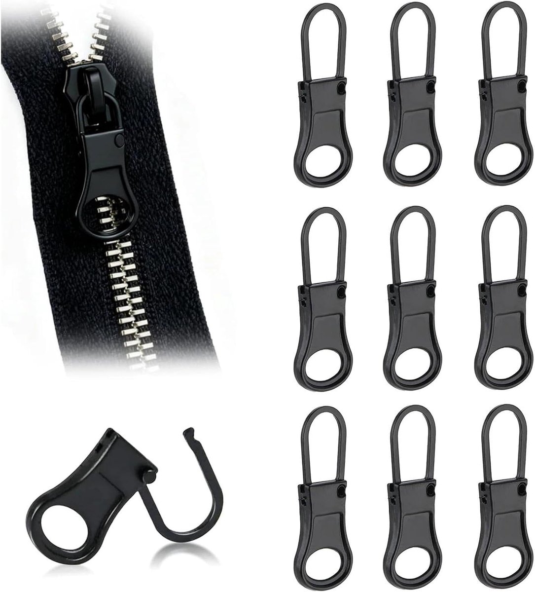 Ritstrekkers, afneembare ritstrekkers met ritssluiting, reparatiehandvat, metalen trekkoord, verlenger, ritssluiting, hertenbevestiging, voor kleding, rugzak, jassen