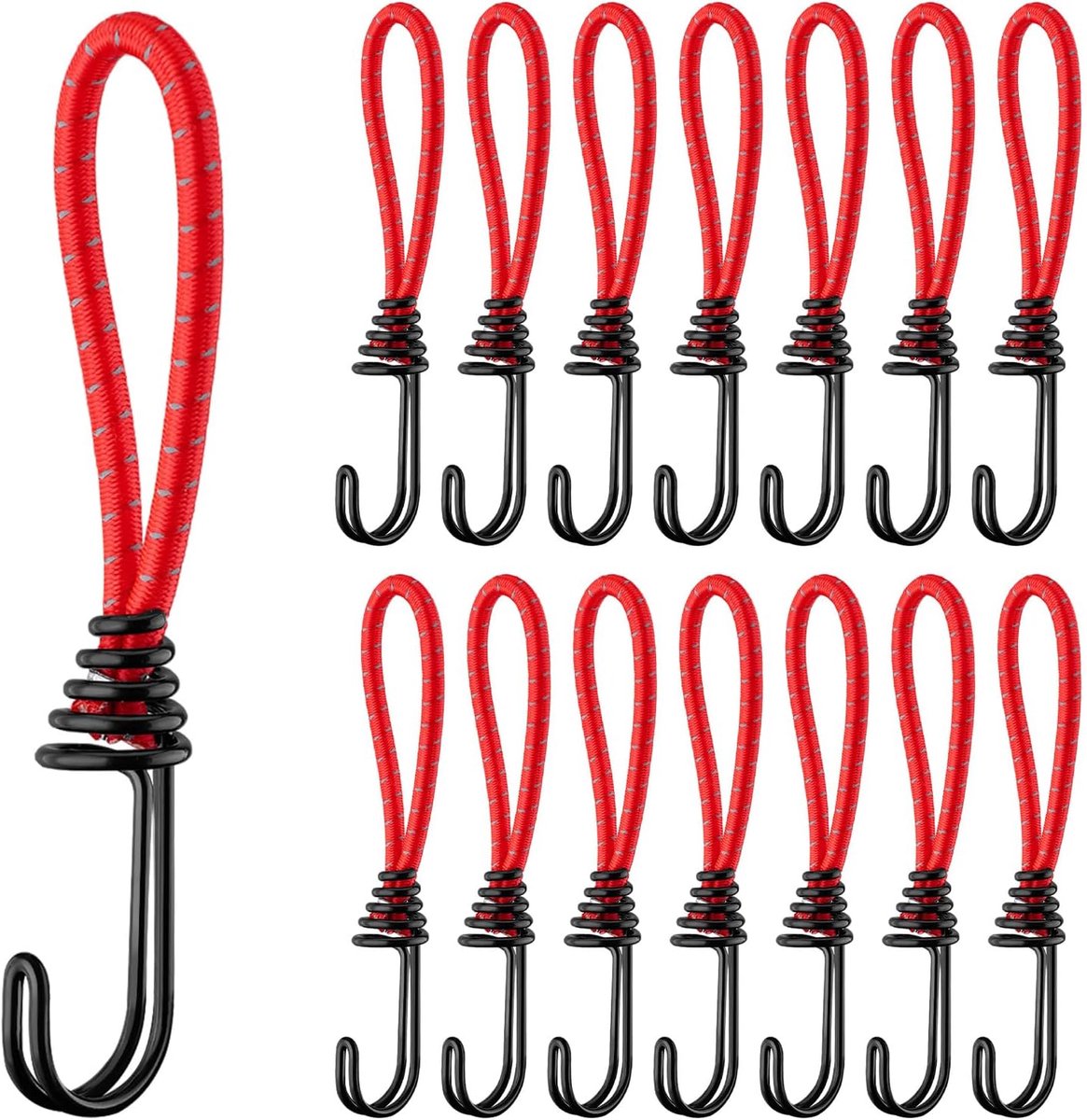 Set van 15 bungee-touwen met haken, weerbestendig en uv-bestendig