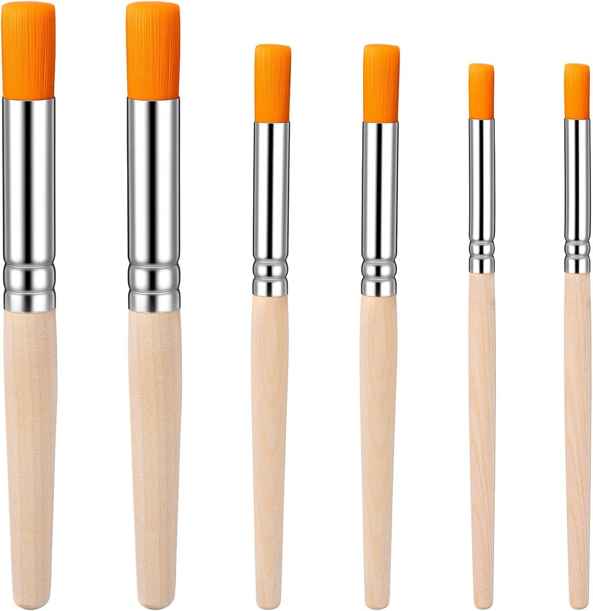 6 stuks puntpenselen voor sjablonen, rond, sjablonenpenselen, set van hoogwaardige houten sjablonen, natuurlijke borstelborstels, schilderkwast, kunstenaarskwast voor acrylschilderen