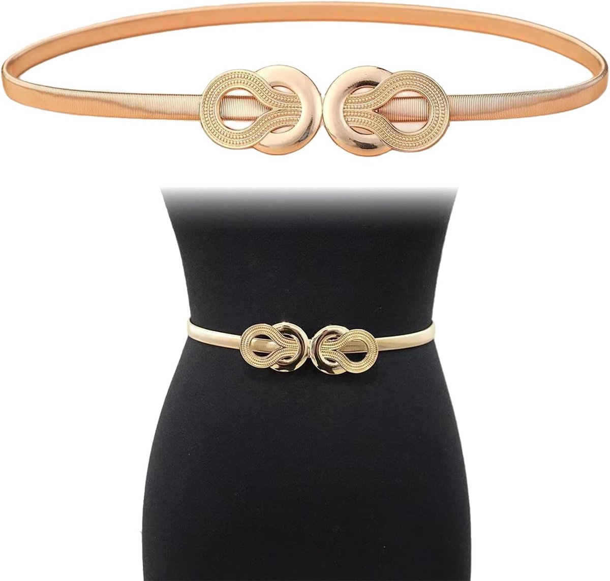 Metalen dunne riem,Dames gouden stretch riem,Verstelbare mode tailleband,Geschikt voor damesjurken,jeans en shirts