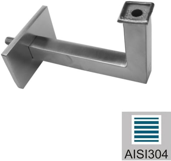 M8 vierkant leuning roestvrij staal houder leuning plat rechte houder houten buis profiel trapleuning vierkante buis houder trapleuning V2A — afbeelding 3