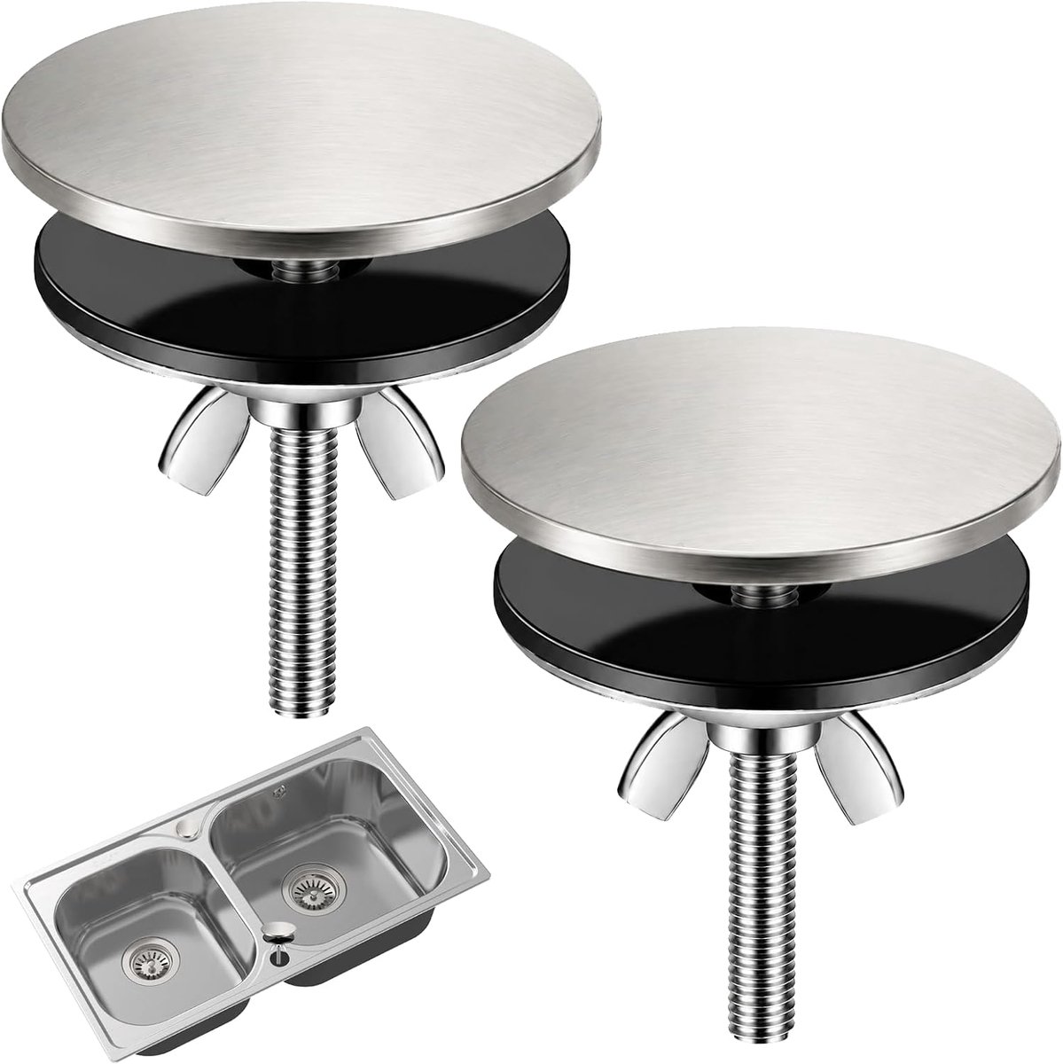 2 stuks kraangatafdekking, 5 cm roestvrijstalen spoelbakafdekking | Kraangatstop, gootsteengatafdekking, goede afdichting, voor gootsteengatstop, keuken, badkamer