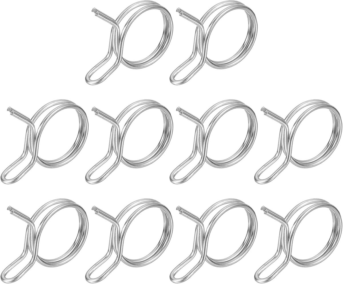10 stuks 2,5 - 3,5 cm binnendiameter dubbele draad-veerslangklem, roestvrij staal, verstelbare veerklemmen voor slang, brandstofleiding, siliconen slang, waterbuis, luchtbuis