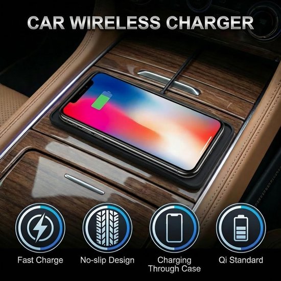 15W Snelle Inductielader voor de Auto USB-C Draadloze Autolader met Design met Dubbele Uitsparing Antislip Snel Oplaadmat met Type-C Kabel 1M voor iPhone 17 16 15 14 13 12 11 X Samsung — afbeelding 5