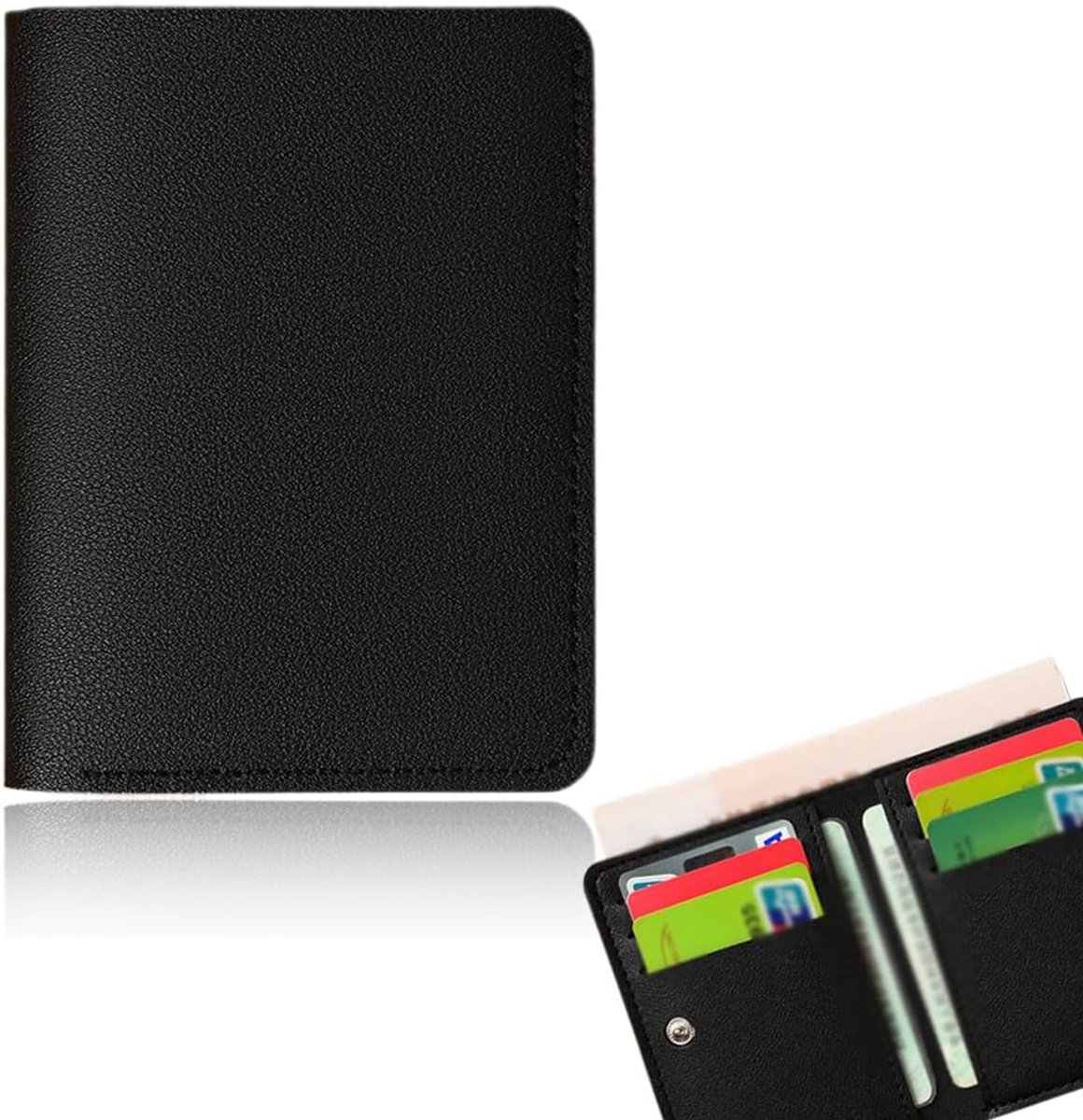 Creditcardhoezen voor heren, 1-delige kaartenetui-set, voor 8 kaarten, ultradunne portemonnee, met RFID-diefstalbeveiliging, zwart, uniseks
