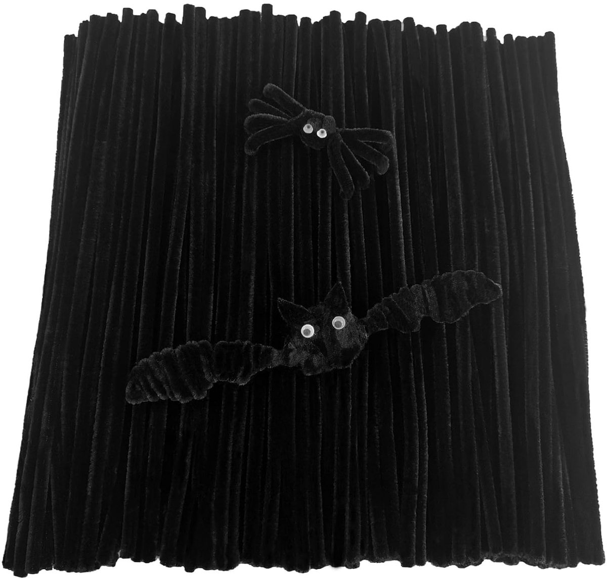 set van 200 pijpenreinigers zwart 300x6mm, pijpenputters voor knutselen, creatieve DIY kerstboom, bloemen en dieren decoraties