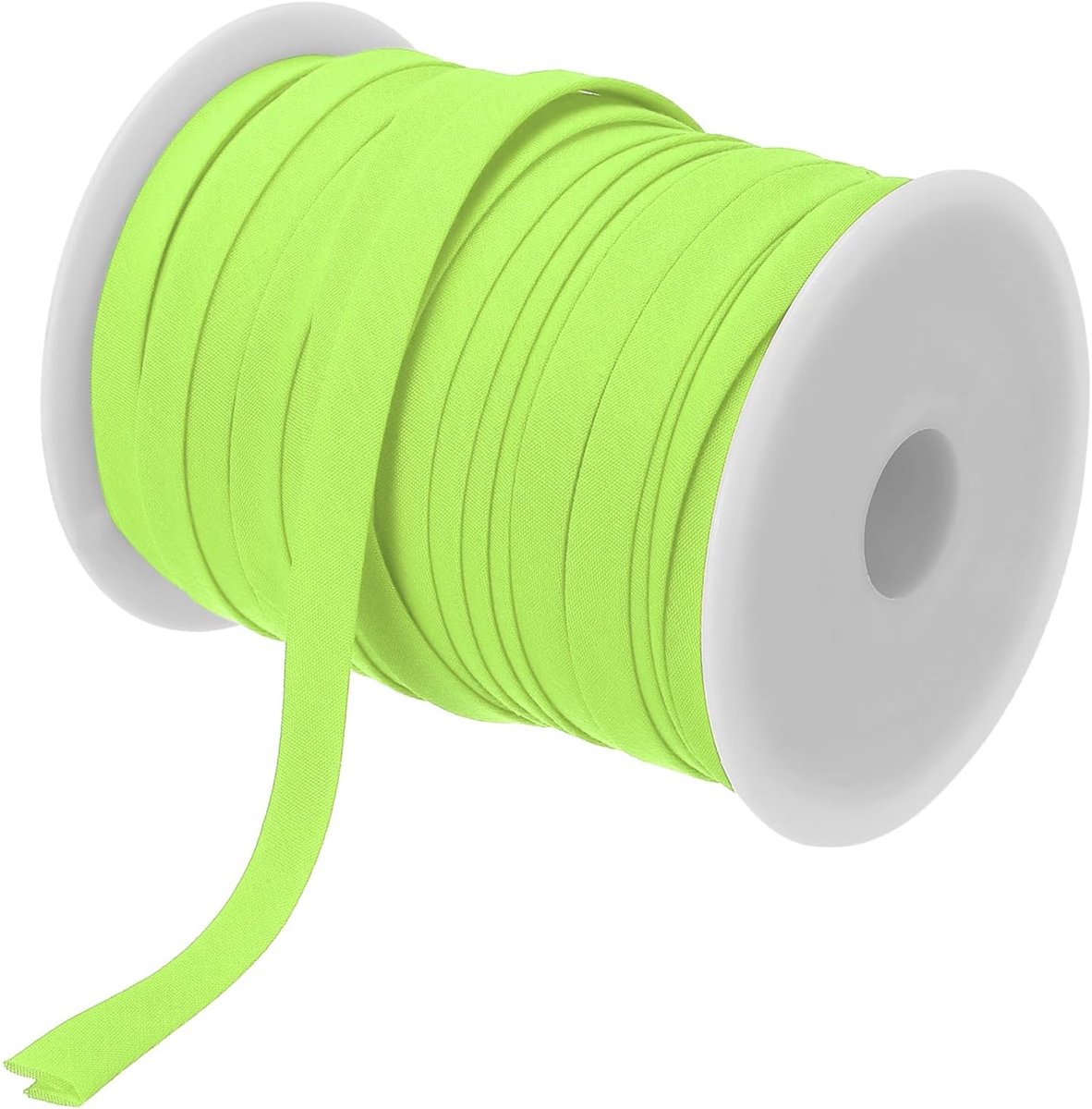 Biaisband, naadband, dubbele vouwband, polyester, continu naaien, accessoires, randband om te naaien, doe-het-zelf zomen, quilten, handwerk (fluorescerend groen 140 m)