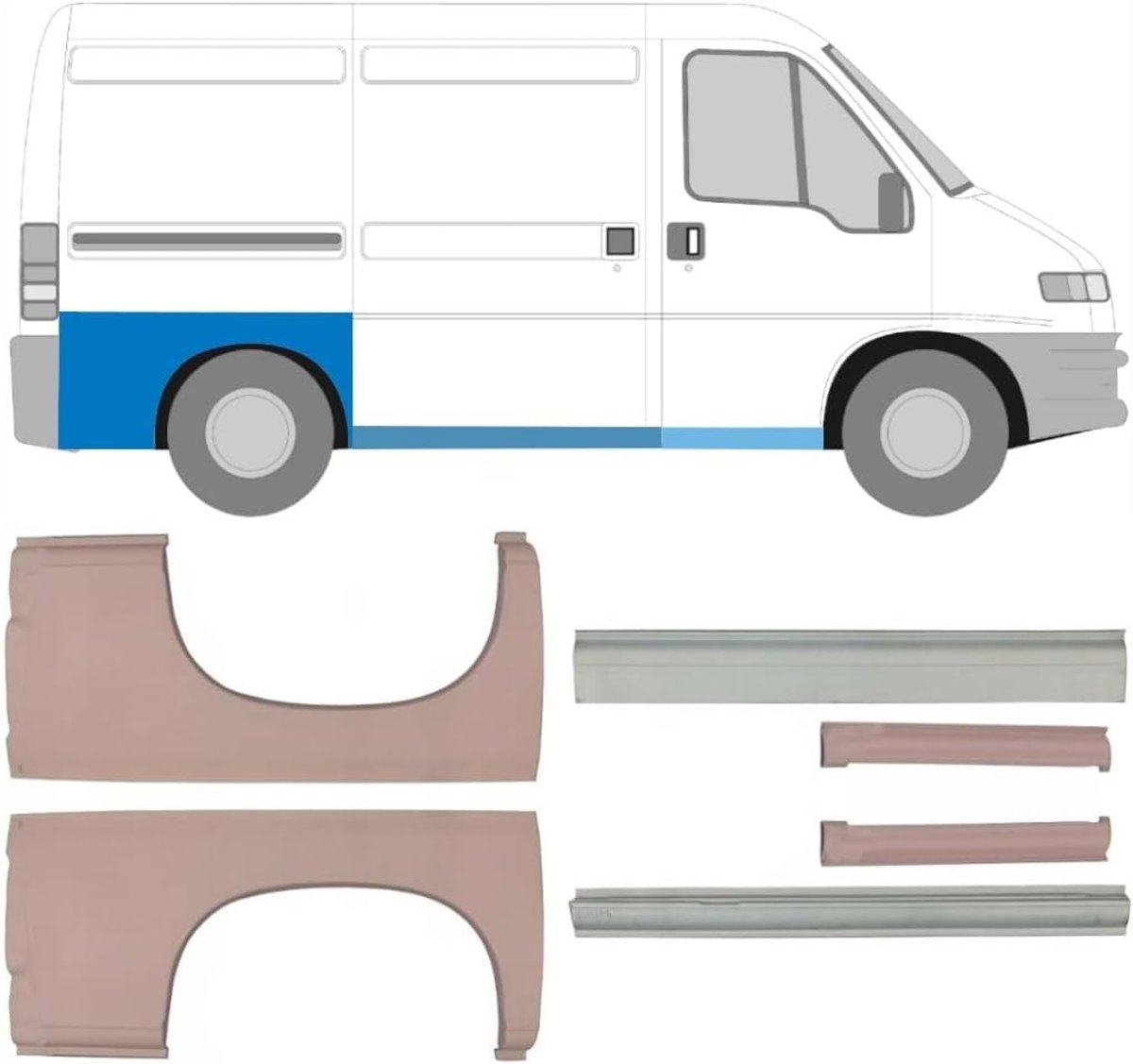 dorpel + achterspatbord voor Fiat Ducato 1994-2006 / Set