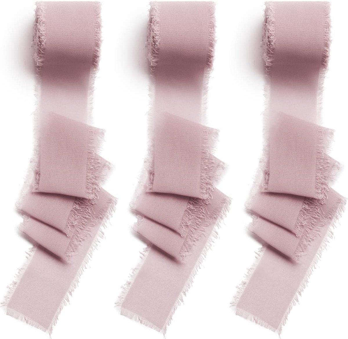 3 rollen chiffon cadeaulint oudroze lint bruiloft linten chiffonlint voor boeket, geschenkverpakking, bruiloft uitnodiging