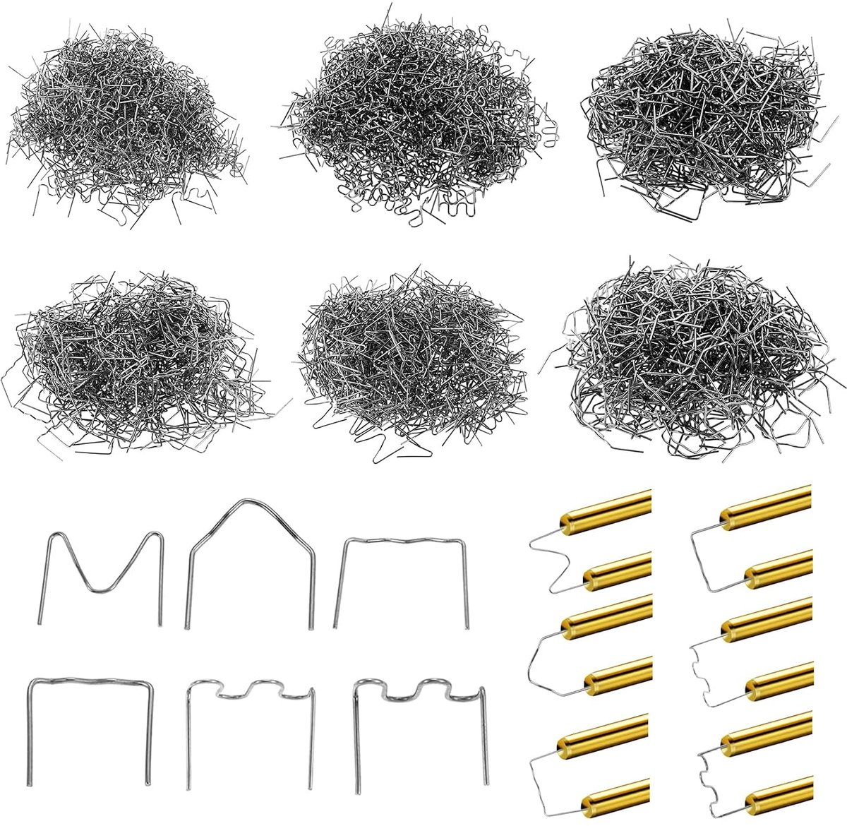 3000 stuks kunststof laskapjes voor auto, kunststof, reparatie, machine, lassen, 6 soorten kunststof lassers, heet nieten, lasassers, reparatieset voor alle auto's