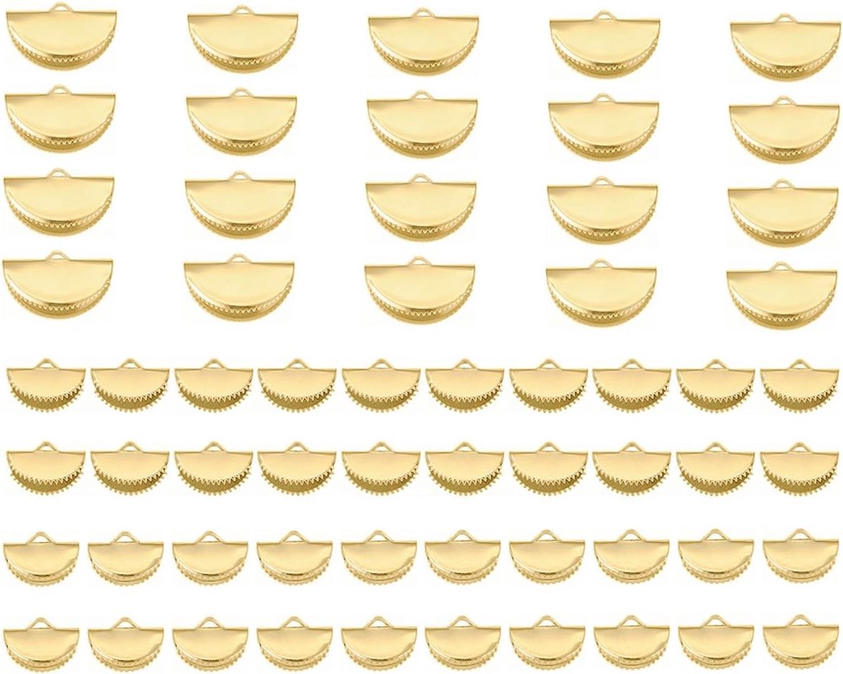 60 stuks lintklemmen van goudlegering voor het maken van sieraden, koordklemmen voor kettingen, armbanden, oorbellen, doe-het-zelf-knutsels, gemengde maten