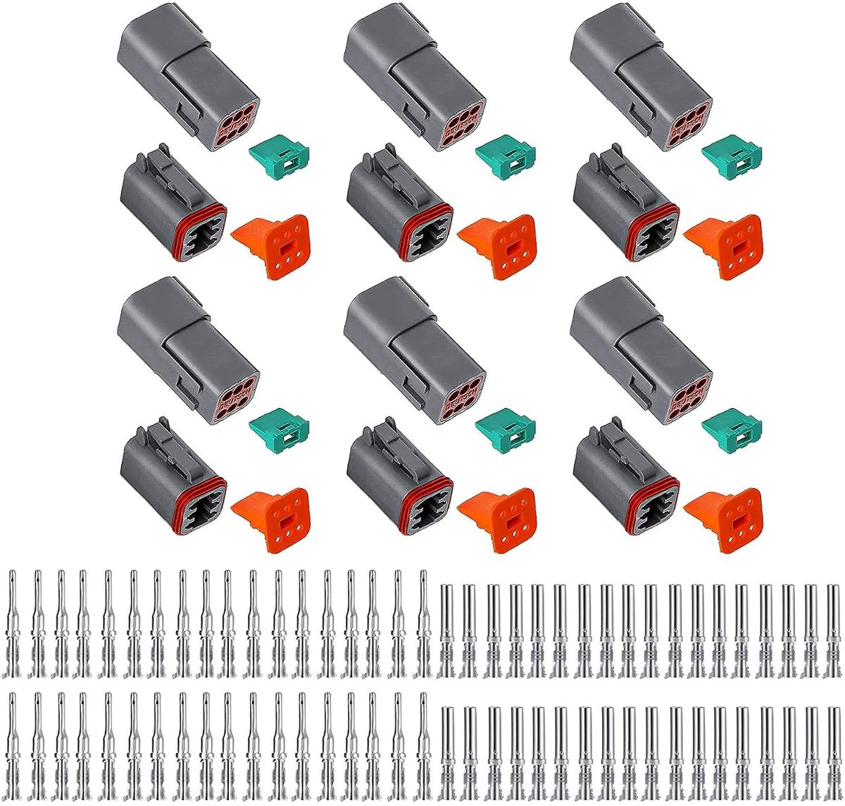 Waterdichte stekkersets 6 poling grijs, 6 sets waterdichte elektrische connectoren
