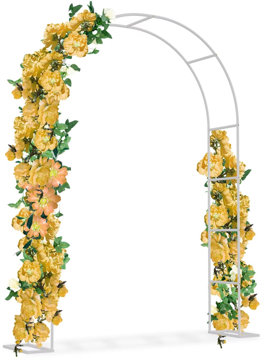 Rozenboog 192 × 38 × 240 cm – Metalen Tuinboog voor Klimplanten – Weerbestendig – Met Basisplaten – Voor Tuin, Bruiloften & Feesten