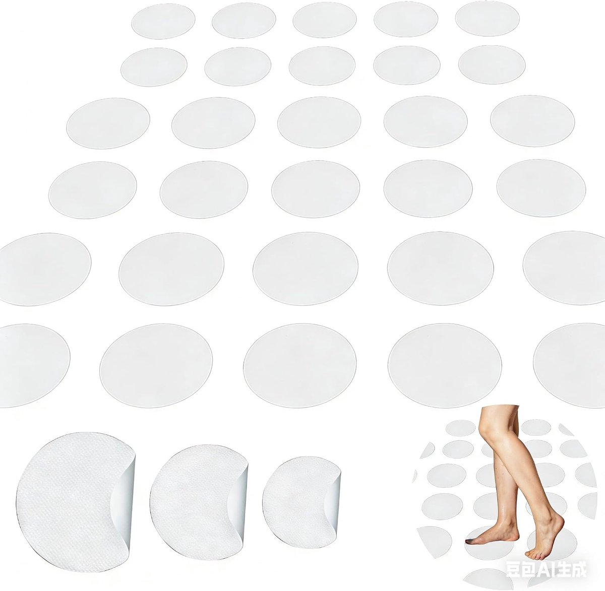 30x Antislip Douchestickers, Rond, Transparant, Ø5–10cm, Zelfklevende Antislip Pads voor Badkuip, Antislip Douchestickers, Antislip Bescherming voor Douche & Badkuip, Antislip Strips voor Tegels