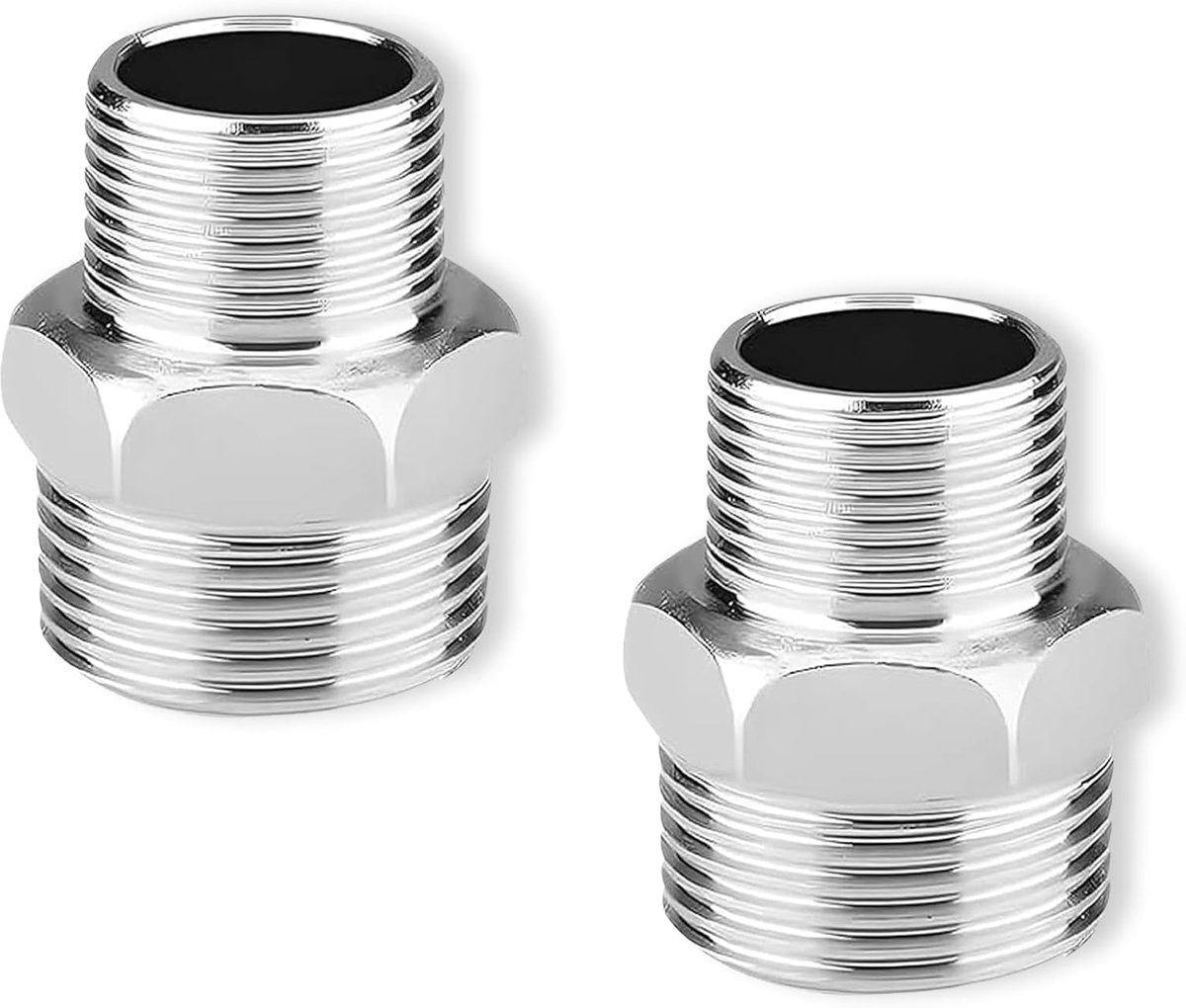 stalen dubbele nippel 1 2 inch 2 stuks met buitendraad, dubbelzijdige schroefdraadadapter voor buisverbinding en slangaansluiting, aansluitstuk voor waterleiding en installatie