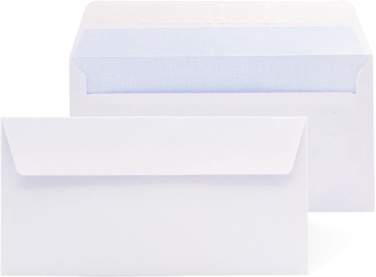 Enveloppen uit Amerikaans wit papier, zonder venster, zelfsluitende siliconen strip voor eenvoudig afdichten. Geschikt voor het verzenden van documenten in verschillende maten - Ofituria (500 enveloppen)