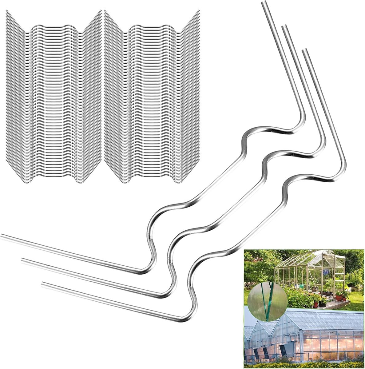 100 stuks kasglasclips, kasraamclips, roestvrijstalen kasglaspaneelbevestigingsclips, beglazingsdraadclips voor het vasthouden van glas in de kas