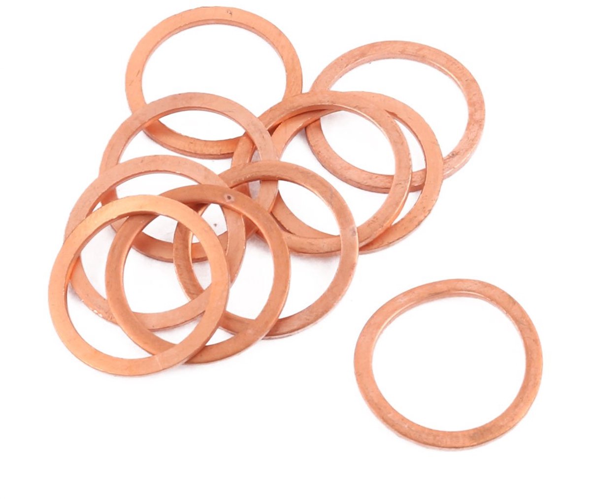 sourcingmap 10 stks 18 mm x 14 mm x 1 mm platte ring koper Crush Washer afdichting pakking sluiting