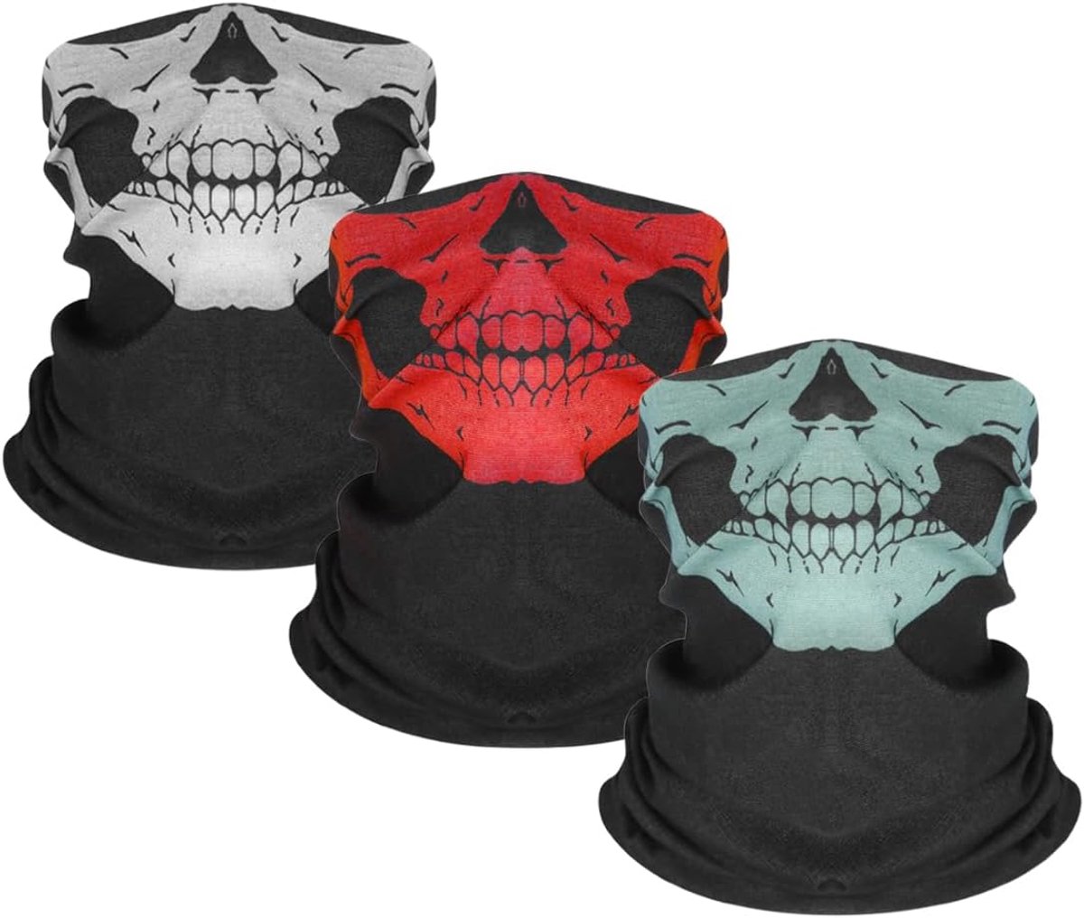 Unisex Multiway Schedel Set van 3 Multifunctionele Bivakmutsen voor Motorfiets, Skiën, Buitensporten, Fiets, Skateboard, Snowboard, Cosplay, Halloween Mode-Accessoires