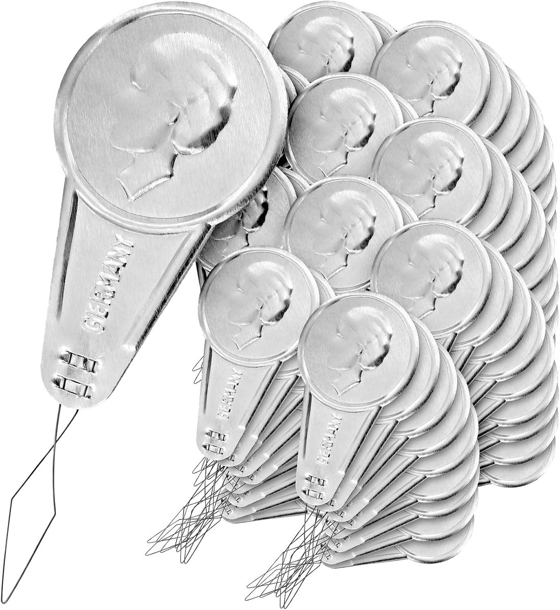 100 x klassieke naaldinrijgers van metaal voor naaimachine en handnaaien, praktische inrijghulpset in zilver
