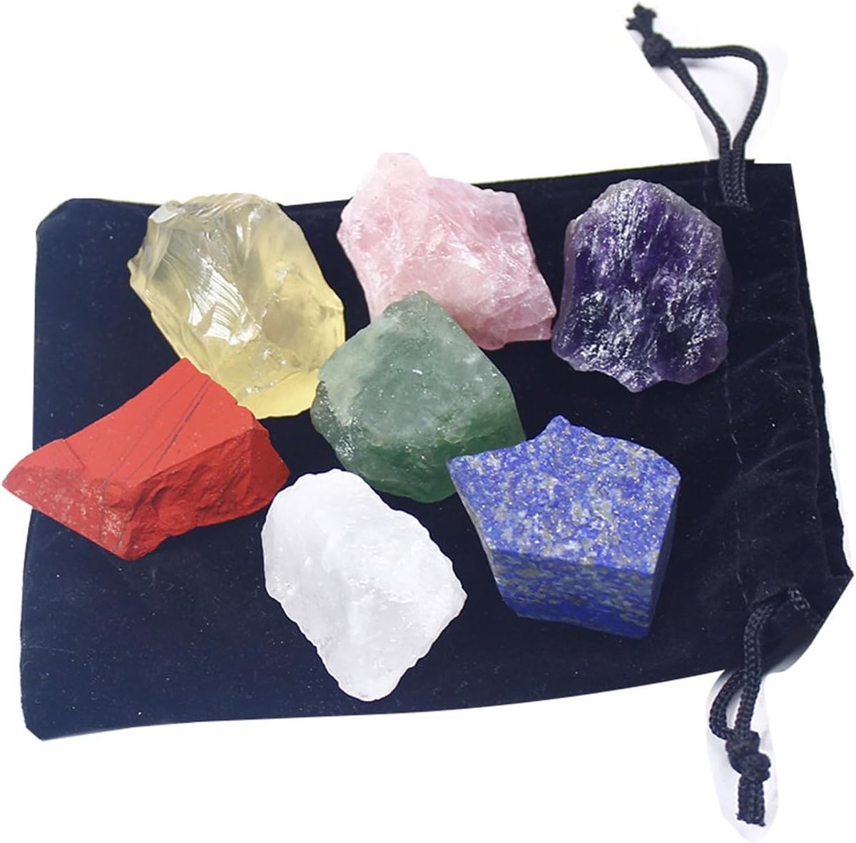 7 stuks kristallen helende stenenset, waterstenen, premium basismix, natuurlijke ruwe stenen, natuurlijke natuurstenen, kristallen, helende stenen, natuurlijke kristallen, ruwe stenen, 3-4 cm