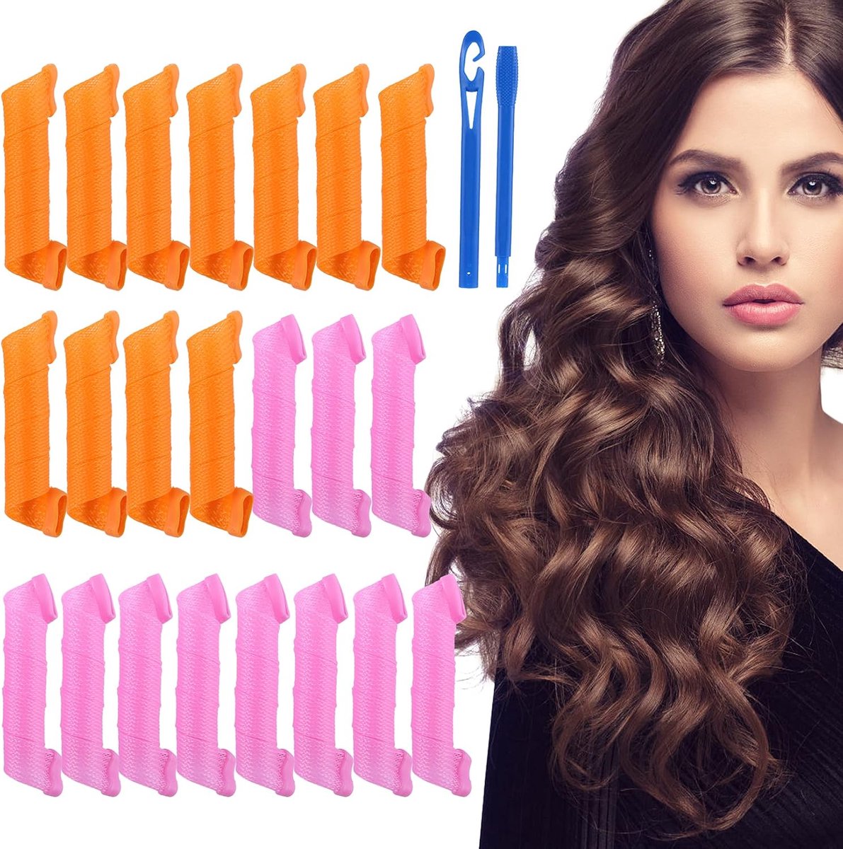 Krulspelden 's nachts, haarkruller, krullen, zonder hitte rollen, magische haarkrullen, voor kort haar, dames en vrouwen, 22 stuks