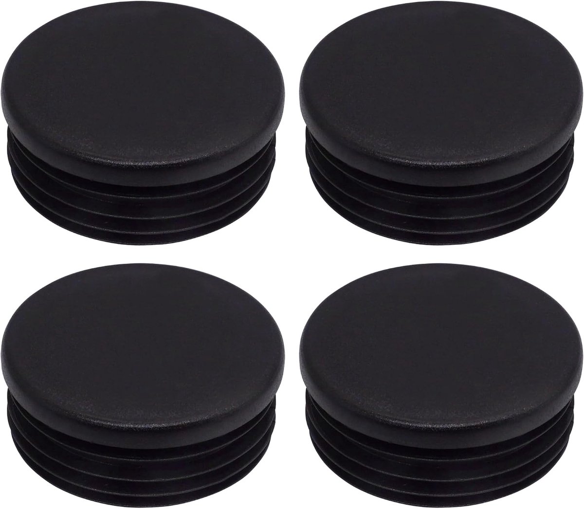 (4 stuks) Ronde buisinzetstukken 60 mm, hekpaalpluggen, zwarte kunststof buisendoppen, buispluggen, zwart RAL 9005