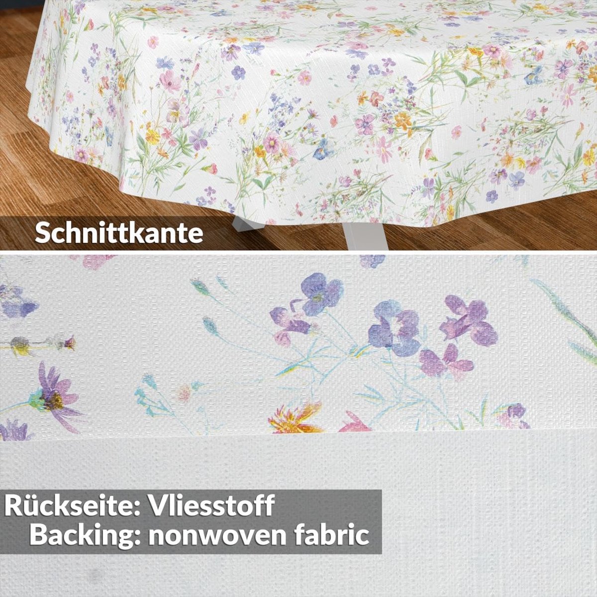 tafelkleed, afwasbaar, onderhoudsvriendelijk, waterafstotend, lotuseffect, outdoor, tafelzeil, lente, tuintafelkleed, bloemen, ovaal, 220 x 140 cm, snijrand