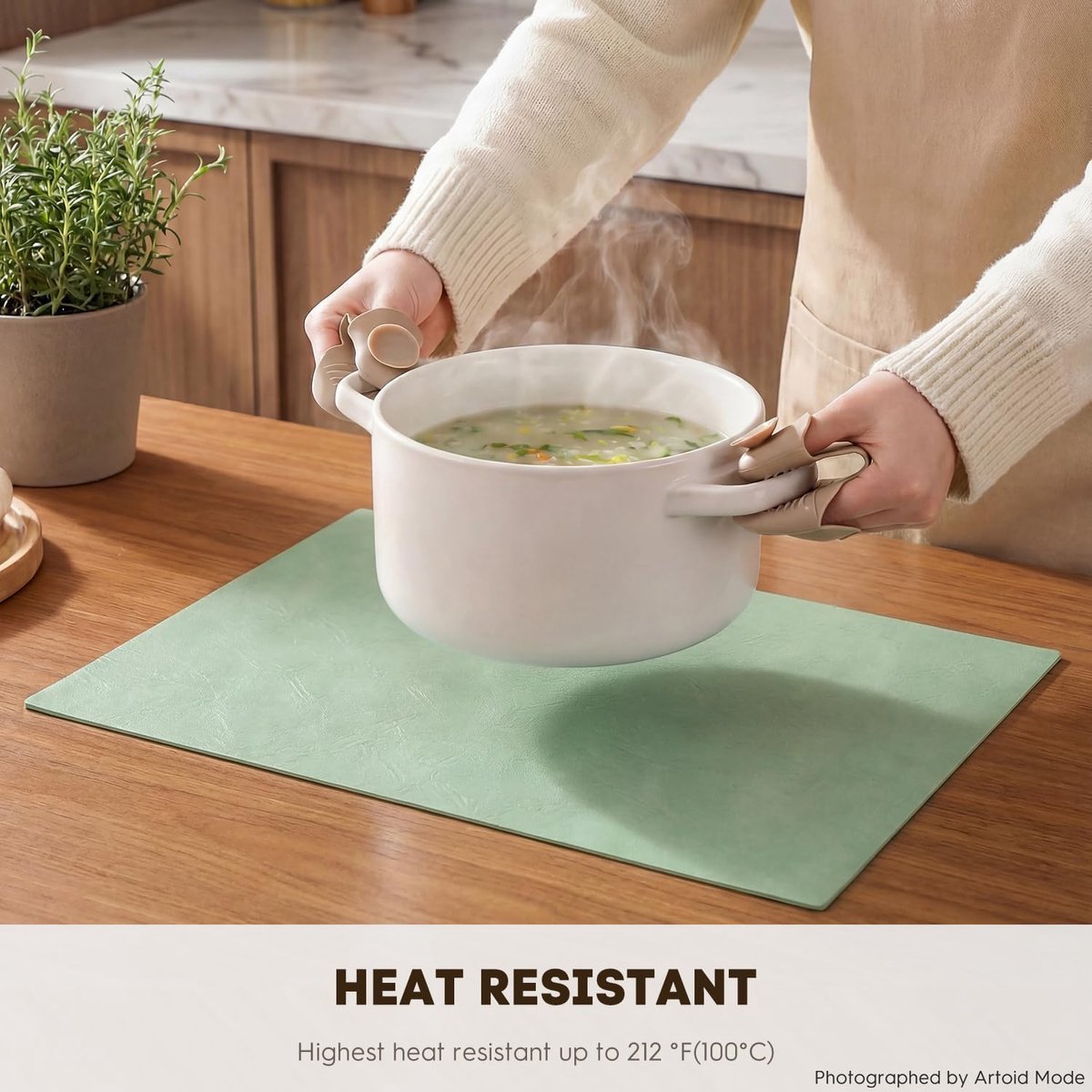 Placemats van kunstleer, set van 6, 30 x 45 cm, hittebestendig, van PU-leer, voor feest, keuken, eetkamer, decoratie