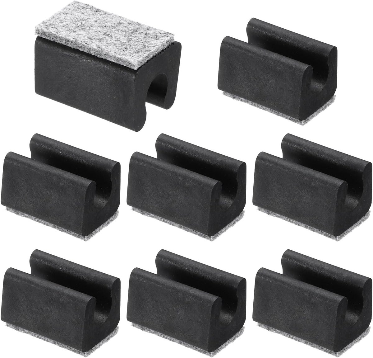 10 mm rechthoekige stoelpoothoes met viltkussen, 8 stuks glijd soepel, geen krassen, geen lawaai meubelpoten, hardhouten beschermers tips, vloerglijders buisdoppen voor kantoor, zwart grijs