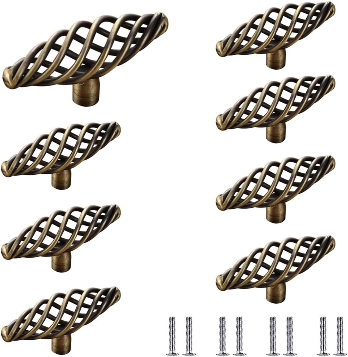 8 stks Twist Kooi Spiraal Ontwerp Vintage Keukenkast Kast Handgrepen Knoppen 7 CM Antiek messing