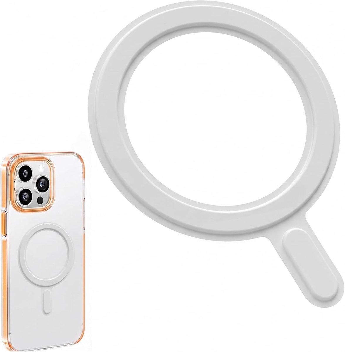 ring voor mobiele telefoon, magnetische ring, zelfklevend, voor draadloos opladen en accessoires, compatibel met y, wolkenwit, 1 stuk