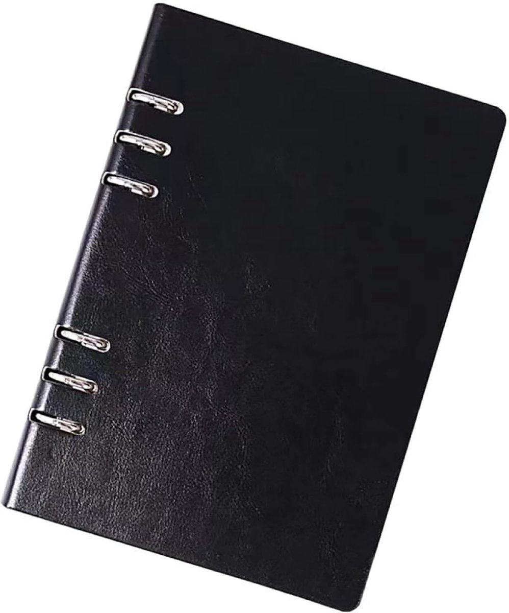1 stuk A5-lederen notitieboek, vintage lederen ringband, notitieboek, gelinieerd papier, ringband, 14 x 21 cm, navulbaar, notitieboek, dagboek, PU-leer, reisdagboek