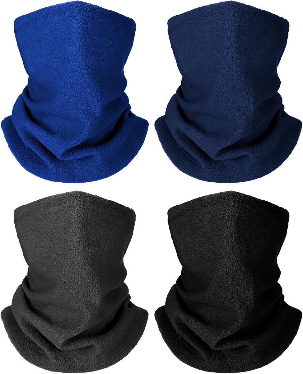 4 Stuks Winter Fleece Nekwarmer Winddicht voor Kinderen(Grijs, Koningsblauw, Zwart,5-10 jaar)