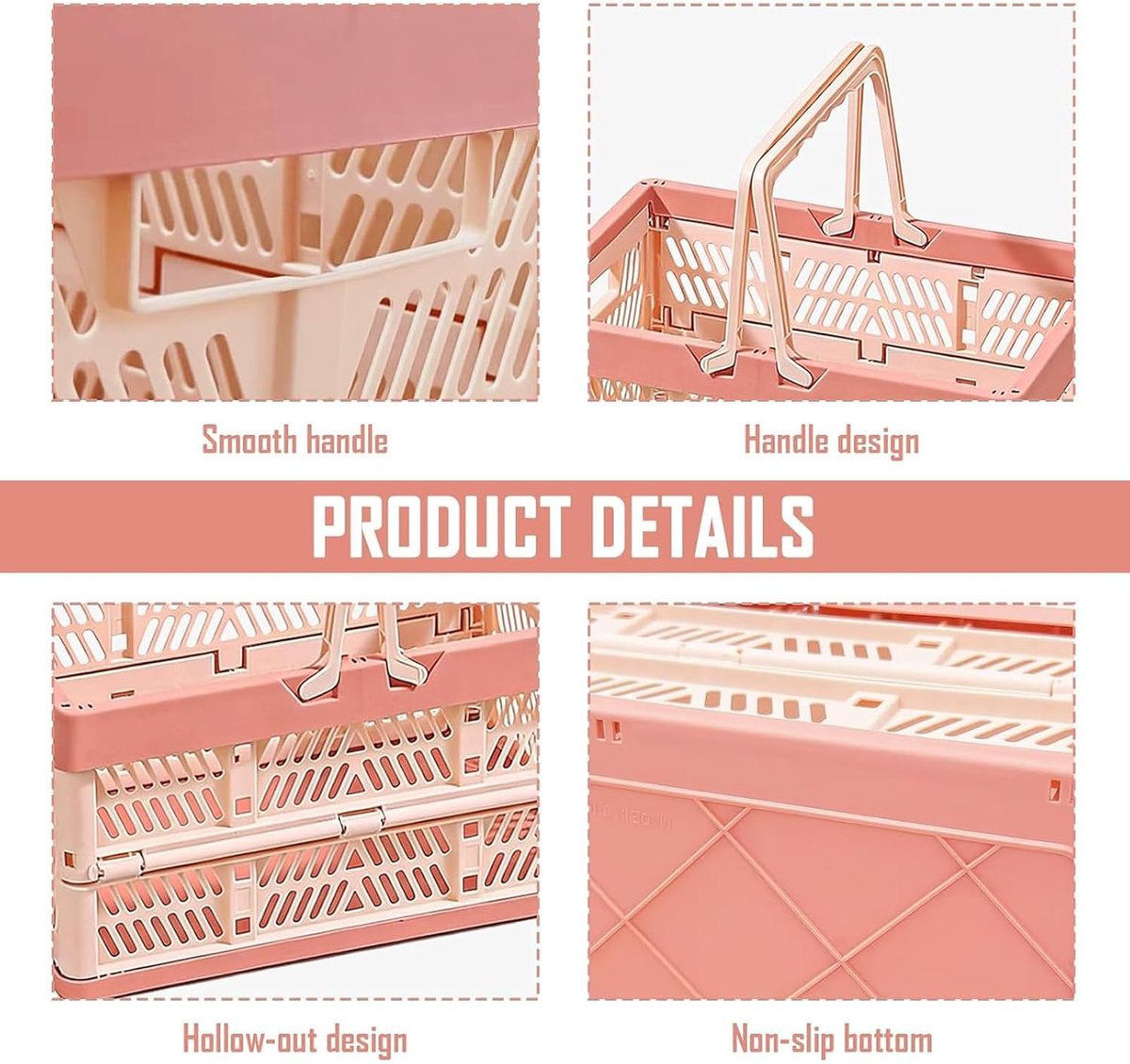 2 stuks kleine klapdozen, vouwbox opvouwbaar met handvat, stapelbaar en ruimtebesparend, opvouwbare opbergdoos voor keuken, badkamer, kantoor, slaapkamer en kledingkasten (blauw + roze, L-19L)