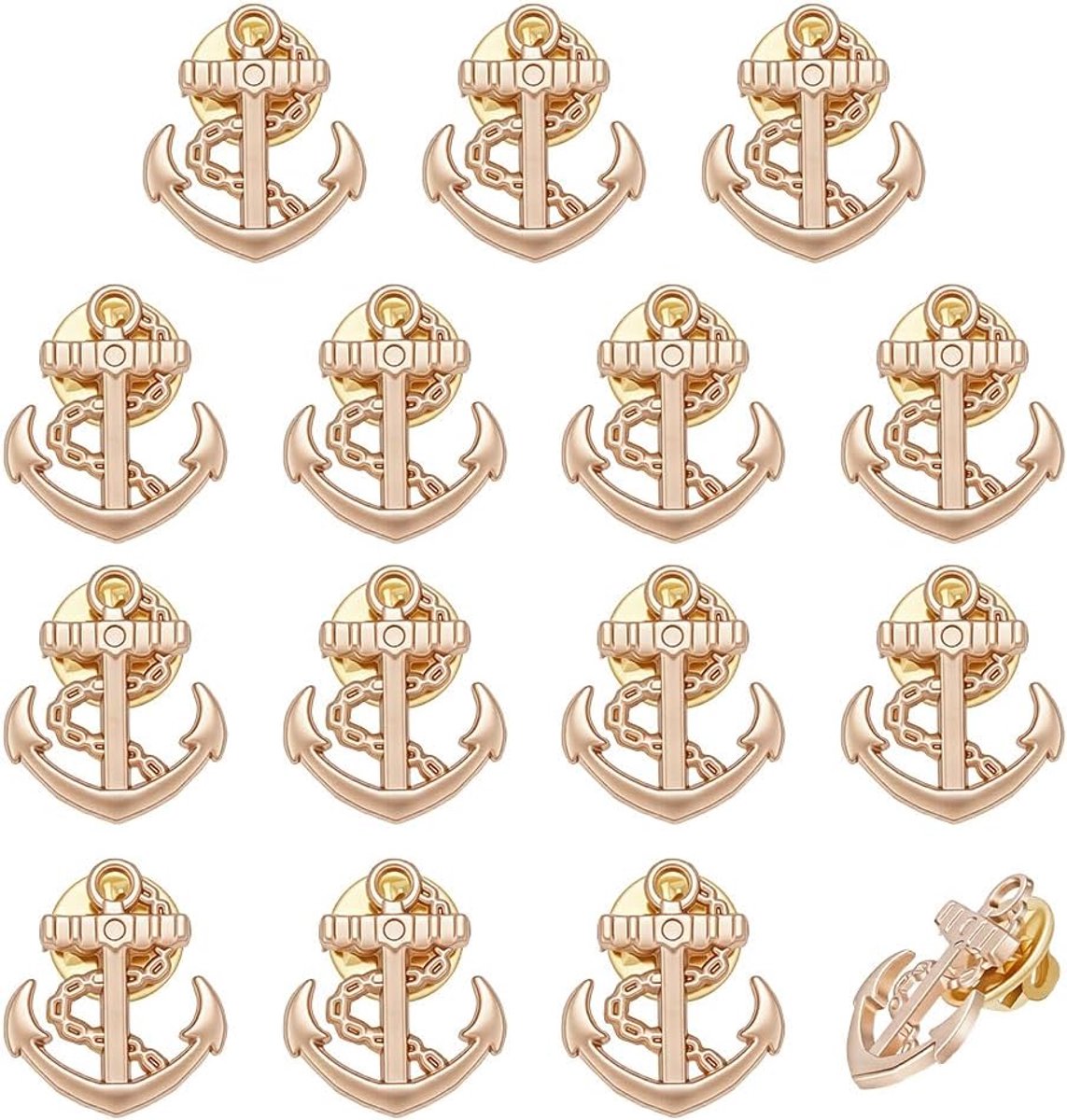 15Pcs Anker Revers Pin Backs 21.5X18.5Mm Nautische Broche Clutch Anker Sieraden Pin Broach Voor Jas Pak Jas Rugzak Kraag Accessoires Broche Voor Vrouwen Mannen