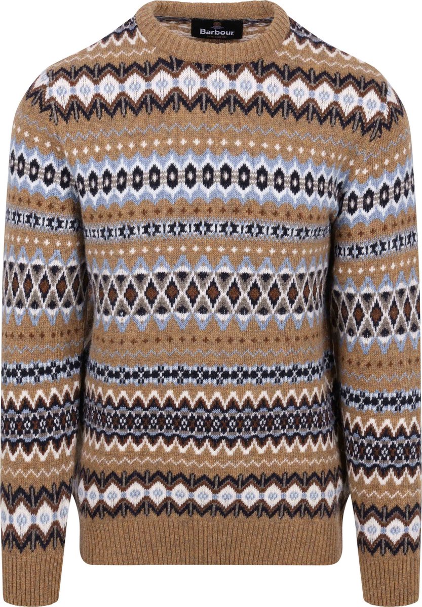Barbour Fairisle Trui Wol Camel - Maat L - Heren - Pullovers