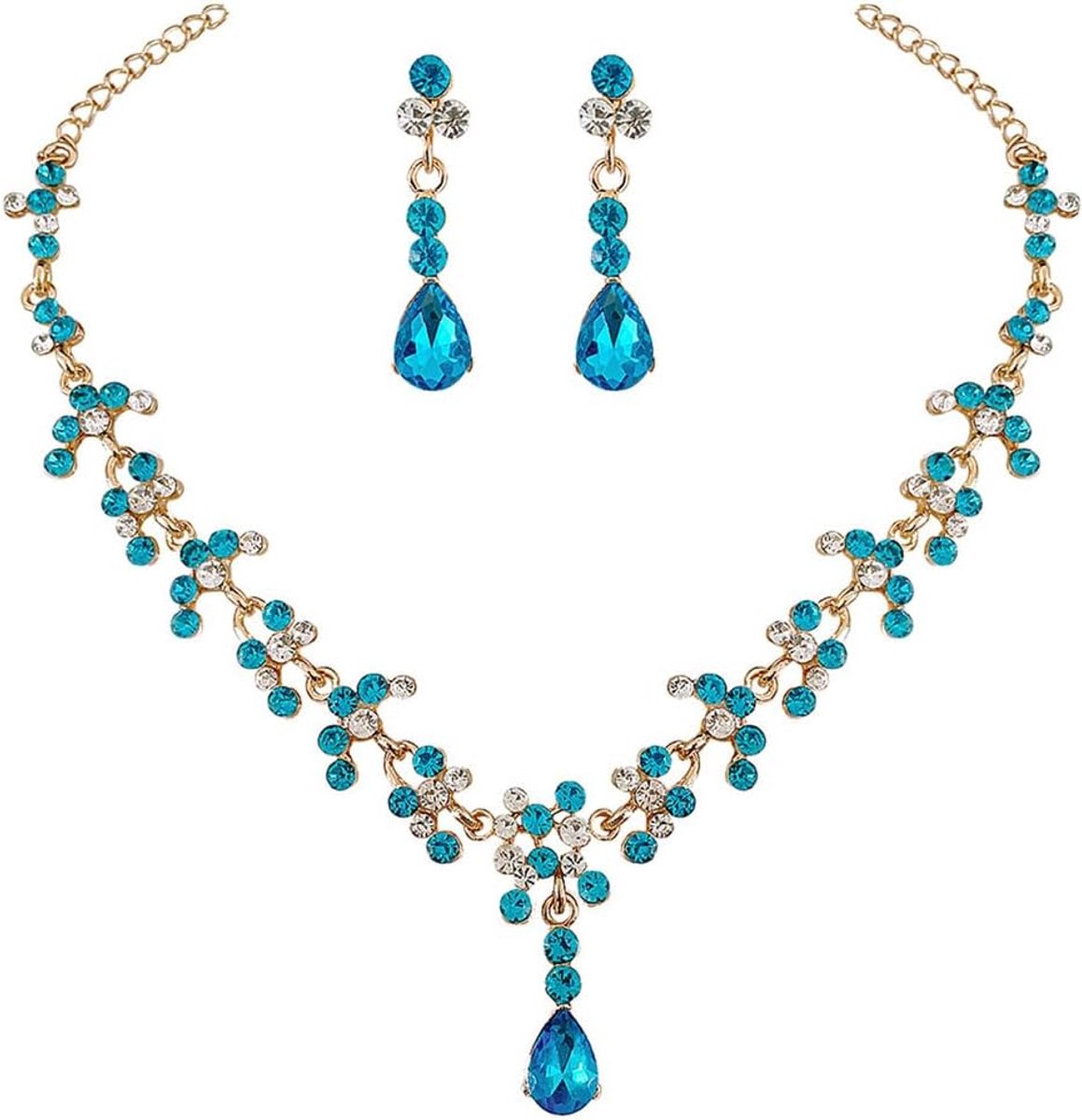 Bruid Strass Ketting en Oorbel Set Kristal Ketting Bruids Feest Bruiloft Sieraden Sets voor Vrouwen en Meisjes