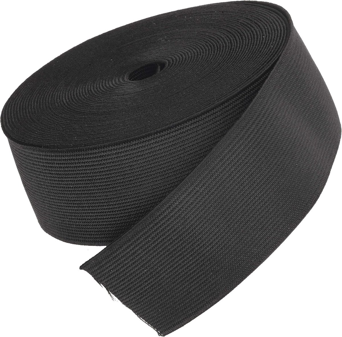 Elastiek voor Naaien - Tailleband Elastiek Band, 50 mm, Zwart - Sterke Platte Elastische Band voor Kleding, 6 Meter - Ook voor Rokken, Broeken en Pyjama's - 5 cm